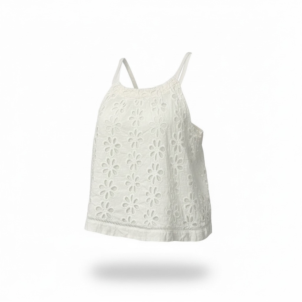 Jade Womens White Coastal Cowgirl Boho Embroidered Flower Tank Top Sz XL